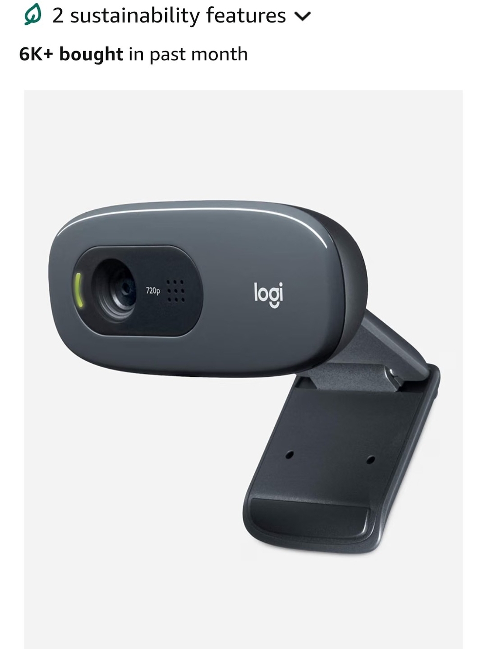 Logitech 720p Webcam in Charcoal Gray
